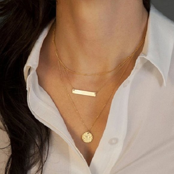 Jewelry - Triple Layer Bar necklace Rose G/G/Silver